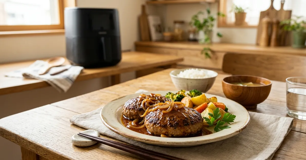 ノンフライヤーでハンバーグを焼く方法｜冷凍・生肉の温度と時間設定・ジューシーに仕上げるコツ【2026年版】